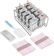 10pcs Stainless Steel Ice Cream Pop Mould, Ice Cream Mould with Stainless Steel Stick Holder Base, Ice Cream Mould with 100Pcs Stick Holder for Home Kitchen (-JY06250-01)