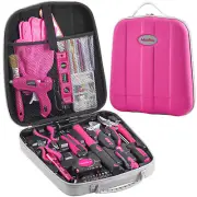 Monika 159PCS Pink Tool Kit Portable Household Tool Set Dual Temp Glue Gun Stick