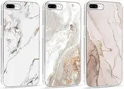 Foonary 3 Pack Clear Print Phone Case Compatible with iPhone 8/SE 2022/7/SE 2020 4.7",Slim Soft Silicone with White Marble Design Aesthetics Transparent Pattern Cases,Shockproof Bumper Protector Cover