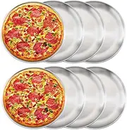 Pizza Tray, Stainless Steel Pizza Oven Baking Tray, Round Pizza Baking Sheet, Cooking Plate for Roasting Pie Cake Cookie, Serving Tray, Nonstick Pizza Oven Tray (8 Pack 12 inch)