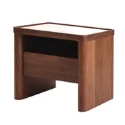 Modesta Glass Top Bedside Table - Walnut