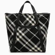 [Burberry] Black/calico Cotton-blend Tote Bag With Check Pattern One size Black