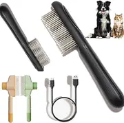 AUANDERU Electric Flea Comb for Cats Dogs，Defur Comb for Cats Dogs，Rechargeable Metal Massage, Cleaning, Multi-Functional Hair Removal Comb (2)