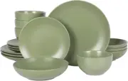 Gibson Home Queenslane 16 Piece Double Bowl Plates and Bowls Dinnerware Sets - M