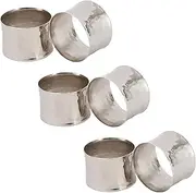 ITOS365 Handmade Round Hammered Silver Napkin Rings Holder for Dinning Table Parties Everyday, Set of 6