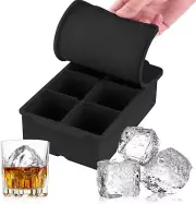 Large Ice Cube Tray w/ Removable Lid, Big Silicone Square Ice Cube Mold Reusable
