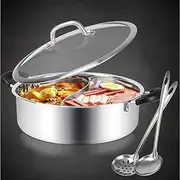 Hot Pot with Divider Stainless Steel Shabu Shabu Pot for Induction Cooktop Gas Stove 12.6'' Suitable for 4-5 Person (12.6 inch)
