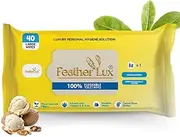 Feather Lux Flushable Toilet Wipes-Micellar Water,Cocoa & Shea Butter Vitamin E Aloe Vera,Golden Plum Chamomilla Extract Loo Wipes -Biodegrable,Premium Large Moist Toilet Tissue Wipes(40 Wet Washlets)