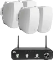 Outdoor Audio Bundle: App-Controlled Amplifier w/ 2 Pairs of 4" White Speakers