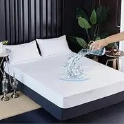 AMZYYDS Mattress Protector,Queen Mattress Protector,Ultrasonic Waterproof，Mattress Protector,Plus Cotton Mattress Protector，TPU Waterproof Design (White, Queen152cm X 203cm)