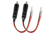 12V Car Cigarette Lighter Socket Cord Male Plug Lead LED Light 15A Fuse 2 Pack