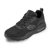 在飛比找家樂福線上購物網優惠-LOTTO女輕氣墊跑鞋-黑24.5