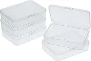 [Mozeat Lens] 5 Pcs Mini Plastic Storage Containers Box with Lid, Small Storage Containers Travel Case 4x3x1 Inches Clear Rectangle Box Organizer for Collecting Small Items, Beads, Jewelry, Cards, Crafts