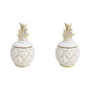 2x LVD Pineapple Box White Decorative Home Decor Ornament Statue 10.5x19cm
