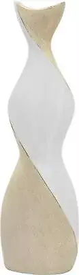 Vase Contemporary Twisted Twist Gold White Ceramic