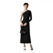 J Crew One-shoulder dress in jersey crepe Womens XXS Black