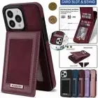 For iPhone 16 15 14 13 12 11 Pro Max Plus Case Leather Wallet Cards Stand Cover
