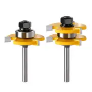1/4 Shank Tongue Groove Router bit Set 3 Teeth Adjustable T Shape Woodworking