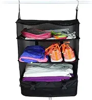 Fxvhojq Travel Luggage Organizer Portable Travel Shelves Bag 3-Shelf Suitcase Packing Cube Collapsible Hanging Closet Storage Bag Space Saver for Wardrobe Suitcase