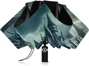 [RPLIFE] Dragon and Castle Umbrella, Lightweight Portable Automatic Open/close Umbrella for Women, Travel Umbrellas for Rain, Wind and Sun