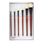 1050A Premium 6 Pc. Flat Oval Mop Artist Brush Set, White Super-Soft Natural ...
