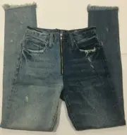 $248 NEW PRPS AMX 26W High Waist Boyfriend Indigo Two Tone Split Jean Distressed