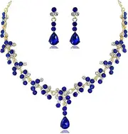 [Puppy Concepts] Necklace and Earring Sets Bridal Wedding Party Green Crystal Floral Jewellery