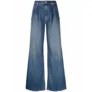 [Nili Lotan] Nili Lotan Wide-leg Bleach-effect Denim Jeans 25 US BLUE