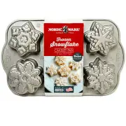 Nordic Ware Frozen Snowflake Cakelet Pan Holiday Collection Heavy Cast Aluminum