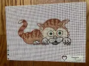 New Hand Painted Needlepoint canvas- Wide Eyed Cat