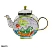 KELVIN CHEN Enamel Copper Handpainted Mini Copper Teapot - Frog