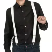 White Suspenders X-back stretch teen adult costume tux style entertainer formal