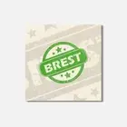 Brest Grunge Travel 4'' X 4'' Square Wooden Coaster