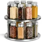 2-Tier Lazy Susan Turntable Stainless Steel 360° Rotating Spice Rack Organizer