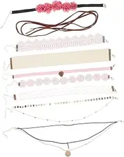 SEWACC 9pcs Lace Choker Necklace Set Choker Necklace Bundle for Women Gothic Fashion Accessory Detail Workmanship
