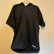 AND1 Men Sweatshirt L Black Hoodie Logo Spellout Short Sleeve Pullover NWT