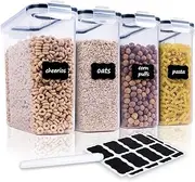 FOOYOO Cereal Containers Storage Set - 4 Piece Airtight Large Food Storage Containers(135.2oz), BPA Free Dispenser Plastic Cereal Storage Containers