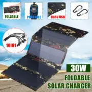 30W Sun Power Folding Flexible Solar Mat Blanket Solar Panel Kit Camping Charge