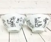 Lot of 2 Disney Sketchbook Drawings Goofy Soup Cereal Ice cream Bowl 5 1/2" -New
