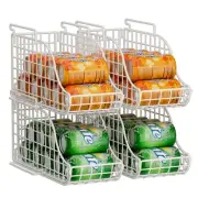 Can Storage Organizer Pantry, Stackable Kitchen Canned Food Holder With Handl...