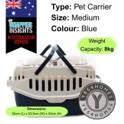 YES4PETS Cat Dog Carrier Portable Medium Blue 8kg Cage Crate Transport Animals