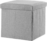 ANDRESLAD Dark Grey Folding Storage Stool 1pc Storage Box Multifunctional Footstool for Living Room Closet