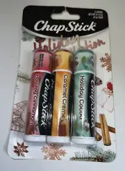 ChapStick 3 Piece Holiday Set Holiday Cocoa,Caramel Cream ,Holiday Cinnamon NEW
