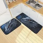 XYMZR Kitchen Mat Dragon Eye Red for Floor, 2 Piece, Non Slip Washable Kitchen Rugs for Kitchen & Home Decor, Sink, Bathroom 19.7” x 27.6” + 19.7” + 47.2”