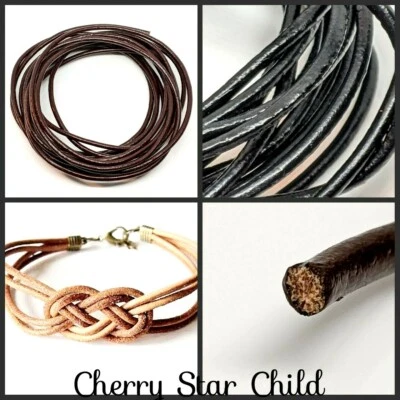 2.5 meters Genuine natural cowhide leather cord string black brown 2 3 1.5mm z