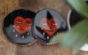 Crying Heart - Set of 4 | Traditional Tattoo Wooden Coasters by PrimitivArt