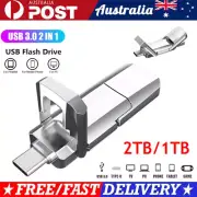 2TB 1TB 2 in 1 USB Flash Drive Photo Memory Stick Type C for Android Samsung PC
