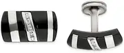 [JewelryWeb] Black Titanium and 925 Sterling Silver Polished .19 Weight in Carat Diamond Cufflinks