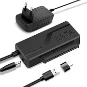 Gbformat USB 3.0 to SATA Converter Adapter, USB C/USB3.0 to SATAIII/II/I Hard Drive Adapter for 2.5 Inch / 3.5 Inch HDD/SSD Hard Drive and SATA Optical Drive with 12V/2A Power Adapter, UASP