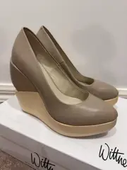 Wittner Brand New Neutral Wood Leather Heels 37